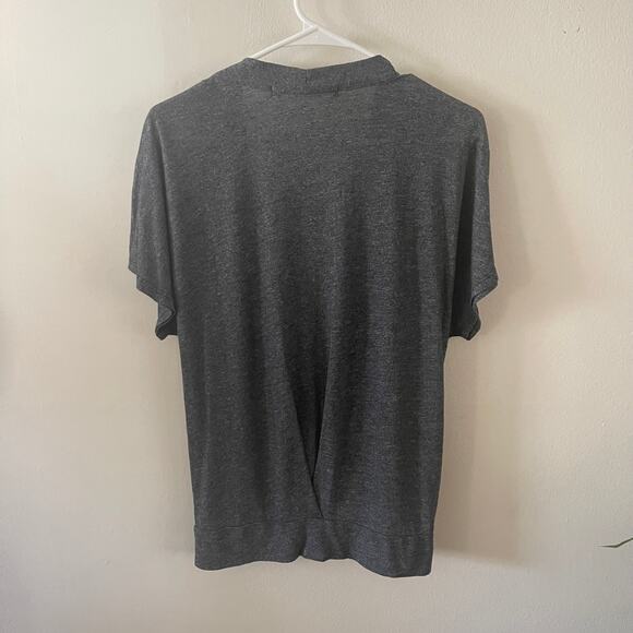 Michael Stars Surplice Top Womens O/S Heather Gray Classic Casual Basic Simple - Picture 2 of 7